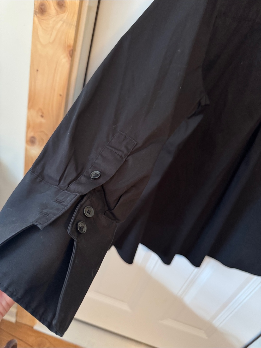 Chicos Black Ruffle-Trim Button-Up Blouse - Picture 4 of 5